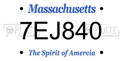 7EJ840 Massachusetts License Plate