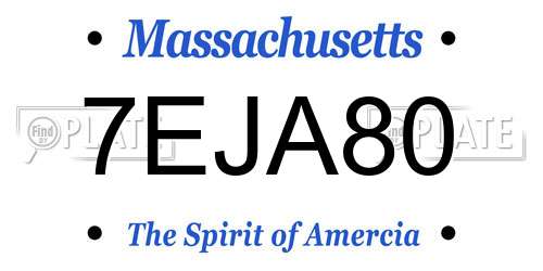 7EJA80 Massachusetts License Plate