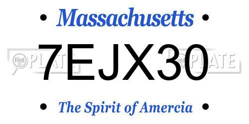 7EJX30 Massachusetts License Plate