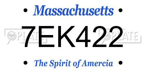 7EK422 Massachusetts License Plate