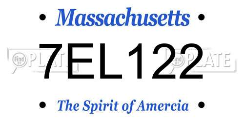 7EL122 Massachusetts License Plate