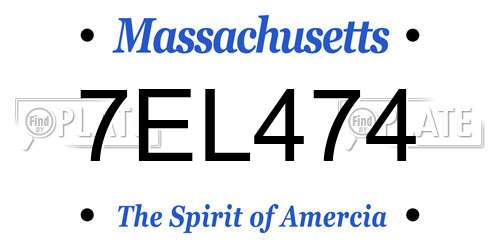 7EL474 Massachusetts License Plate