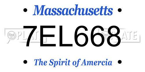 7EL668 Massachusetts License Plate