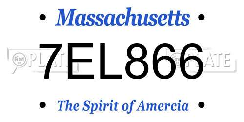 7EL866 Massachusetts License Plate