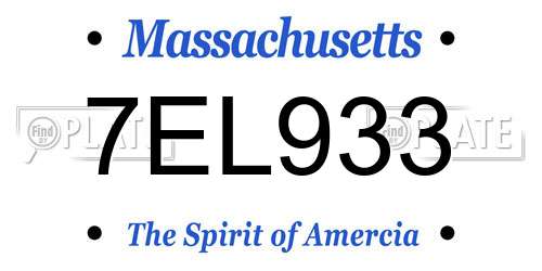 7EL933 Massachusetts License Plate