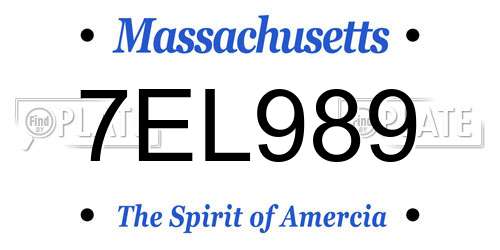 7EL989 Massachusetts License Plate
