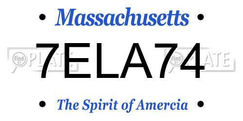7ELA74 Massachusetts License Plate