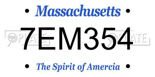 7EM354 Massachusetts License Plate