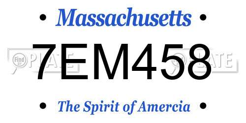 7EM458 Massachusetts License Plate