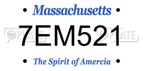 7EM521 Massachusetts License Plate