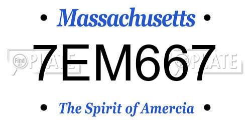 7EM667 Massachusetts License Plate