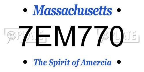 7EM770 Massachusetts License Plate
