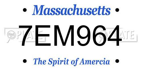 7EM964 Massachusetts License Plate