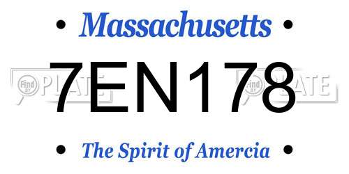 7EN178 Massachusetts License Plate