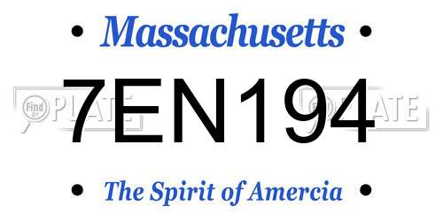 7EN194 Massachusetts License Plate
