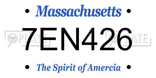 7EN426 Massachusetts License Plate