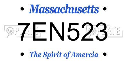 7EN523 Massachusetts License Plate