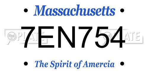 7EN754 Massachusetts License Plate