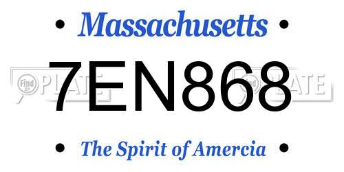 7EN868 Massachusetts License Plate