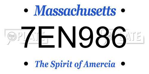 7EN986 Massachusetts License Plate