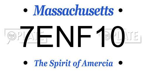 7ENF10 Massachusetts License Plate