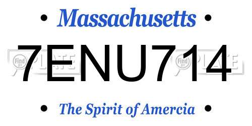 7ENU714 Massachusetts License Plate