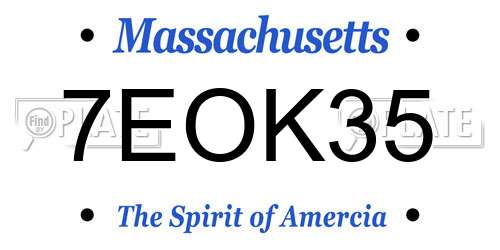 7EOK35 Massachusetts License Plate