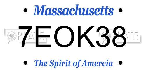 7EOK38 Massachusetts License Plate