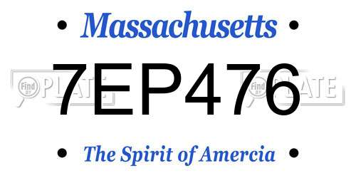 7EP476 Massachusetts License Plate