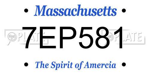 7EP581 Massachusetts License Plate