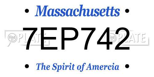 7EP742 Massachusetts License Plate