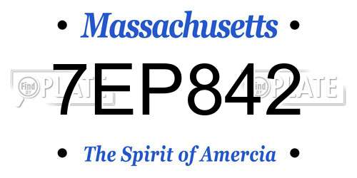 7EP842 Massachusetts License Plate