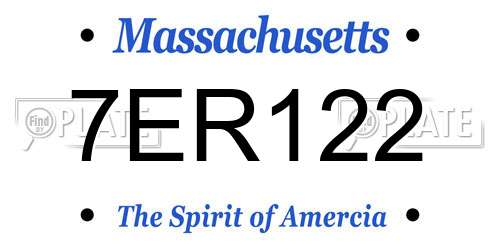 7ER122 Massachusetts License Plate