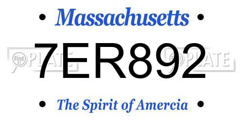 7ER892 Massachusetts License Plate