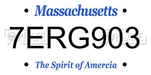 7ERG903 Massachusetts License Plate