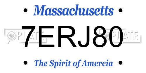 7ERJ80 Massachusetts License Plate