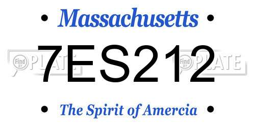 7ES212 Massachusetts License Plate
