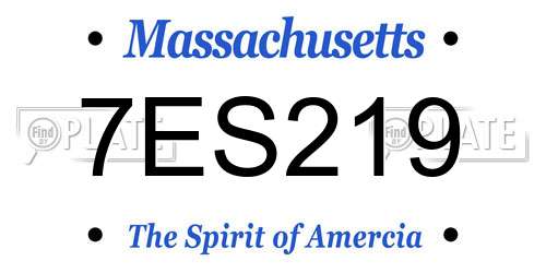 7ES219 Massachusetts License Plate