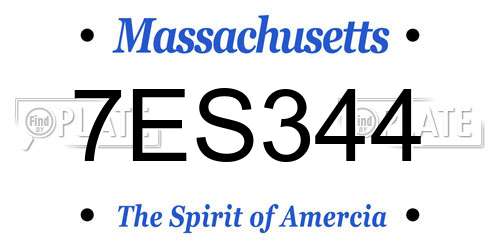 7ES344 Massachusetts License Plate