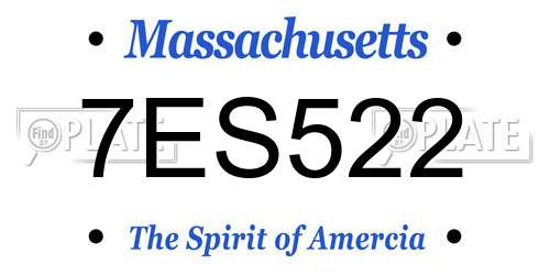 7ES522 Massachusetts License Plate