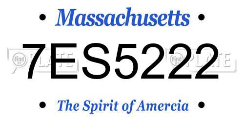 7ES5222 Massachusetts License Plate