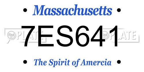 7ES641 Massachusetts License Plate
