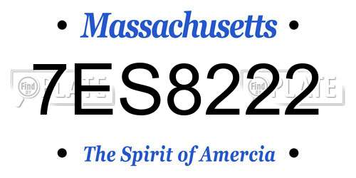 7ES8222 Massachusetts License Plate