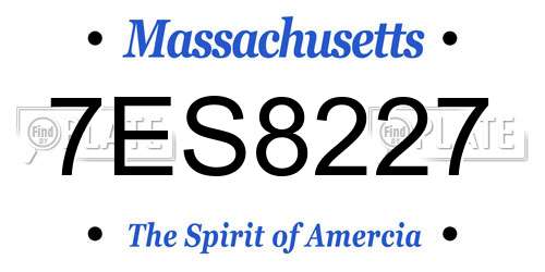 7ES8227 Massachusetts License Plate