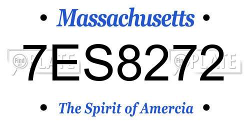 7ES8272 Massachusetts License Plate