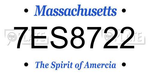 7ES8722 Massachusetts License Plate