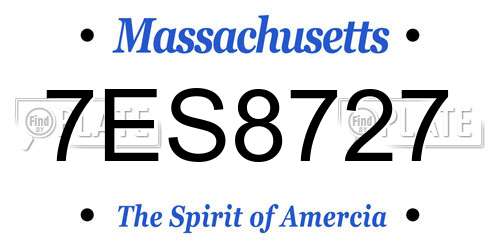 7ES8727 Massachusetts License Plate