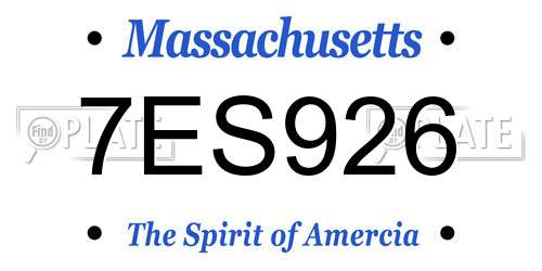 7ES926 Massachusetts License Plate