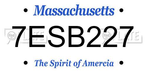 7ESB227 Massachusetts License Plate