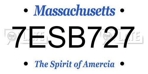 7ESB727 Massachusetts License Plate